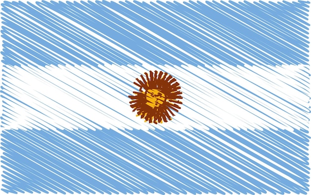 Vecteur drapeau de l'argentine avec effet de gribouillage de croquis