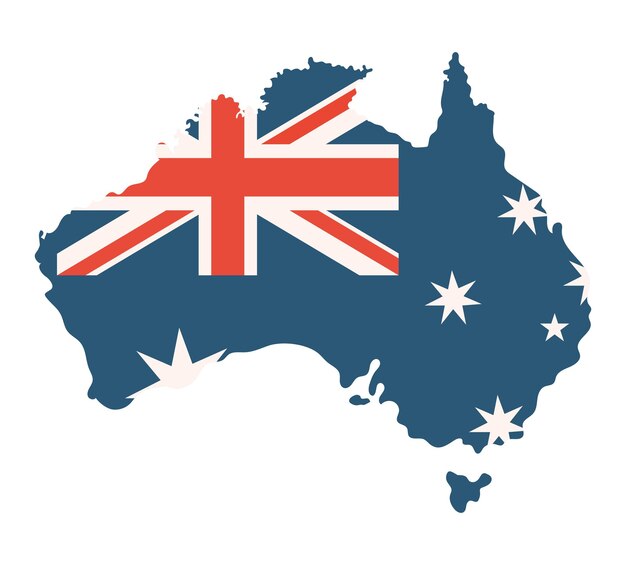 Vecteur drapeau de l'australie sur la carte