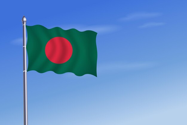 Drapeau Bangladesh Jour De L'indépendance Fond De Ciel Bleu