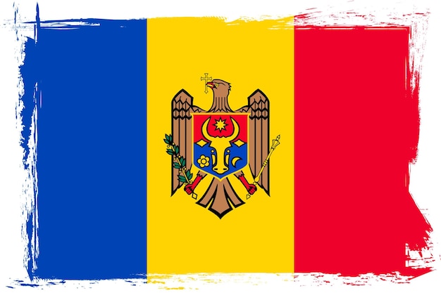 Drapeau de la bannière de la Moldavie avec texture brosse grunge