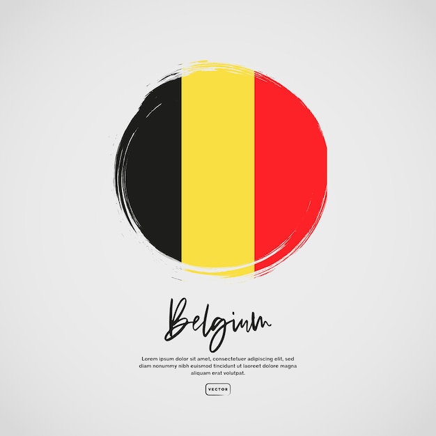 Vecteur drapeau de la belgique avec effet de coup de pinceau et texte