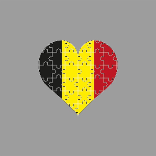 Drapeau de la Belgique sous forme de puzzle de coeur sur le fond gris