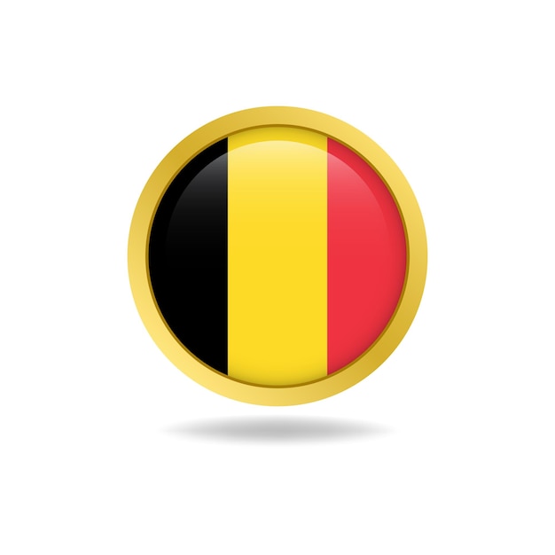 Vecteur drapeau de la belgique avec vecteur d'insigne rond cadre doré