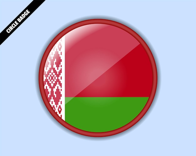 Drapeau de la Biélorussie cercle insigne conception vectorielle signe arrondi avec réflexion