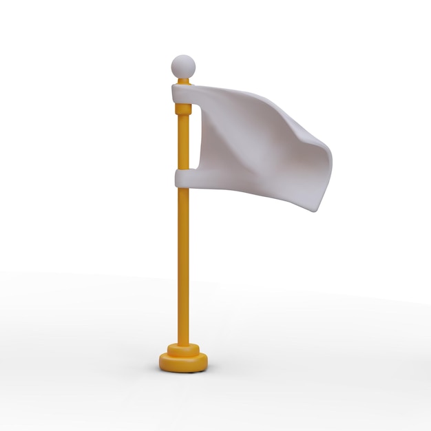 Drapeau blanc 3D en position verticale Signe généralement accepté de la reddition sur le champ de bataille