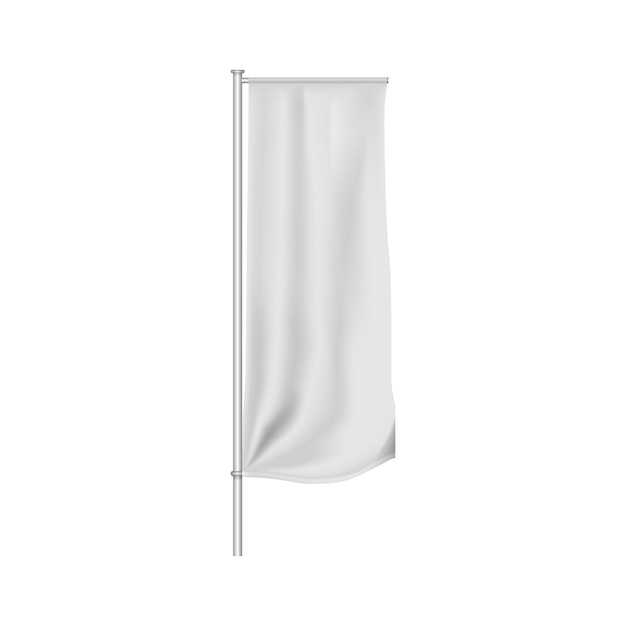 Drapeau blanc agitant sur le vent sur fond blanc