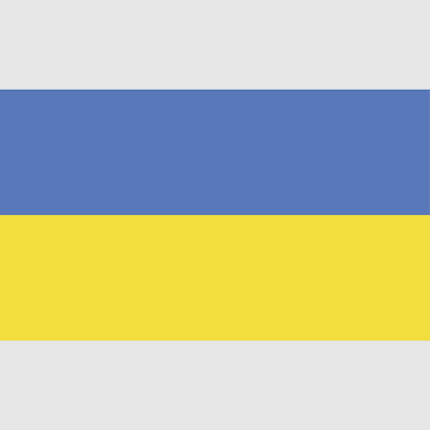 Un drapeau bleu et jaune avec le mot ukraine dessus.