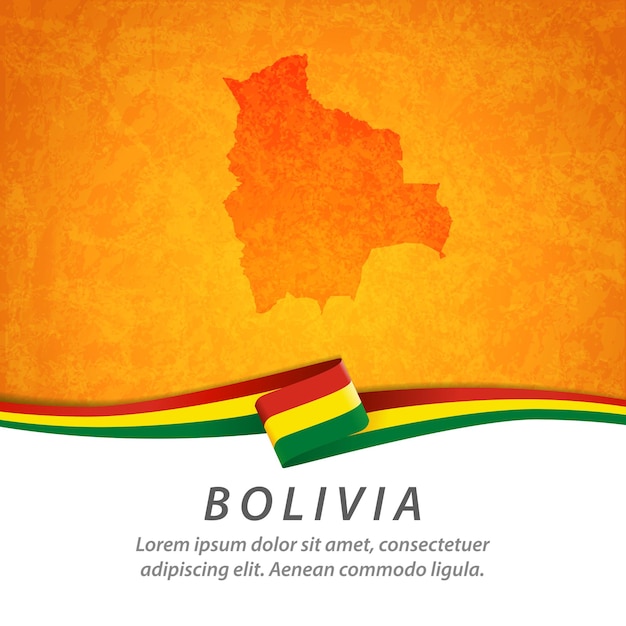 Drapeau de la Bolivie avec carte centrale