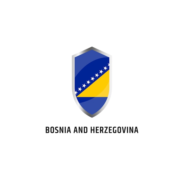 Drapeau De La Bosnie-herzégovine Avec Illustration Vectorielle Plane D'icône De Forme De Bouclier