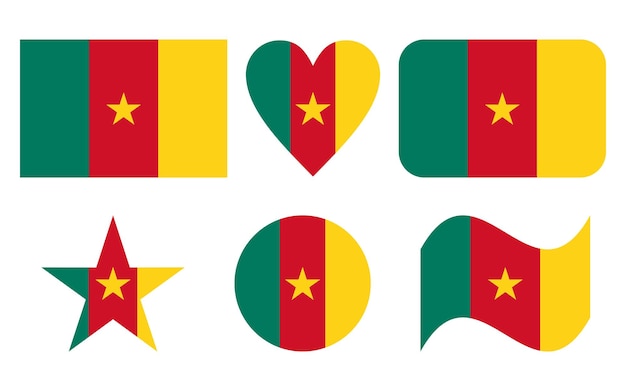 Drapeau camerounais en illustration vectorielle de six formes