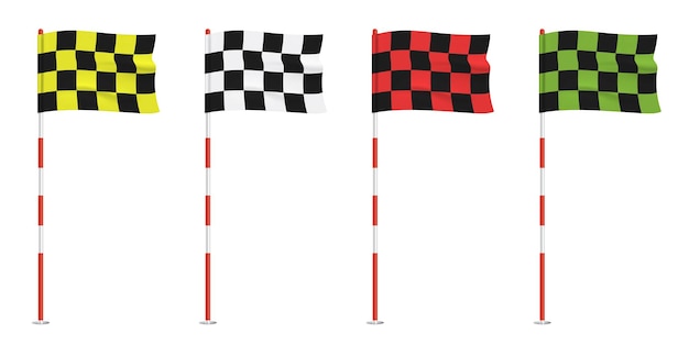 Vecteur drapeau à carreaux de golf ensemble vectoriel coloré isolé sur un fond blanc
