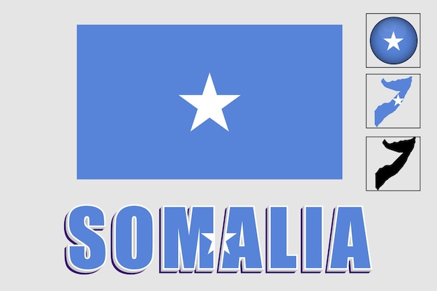 Vecteur drapeau et carte de la somalie dans un graphique vectoriel