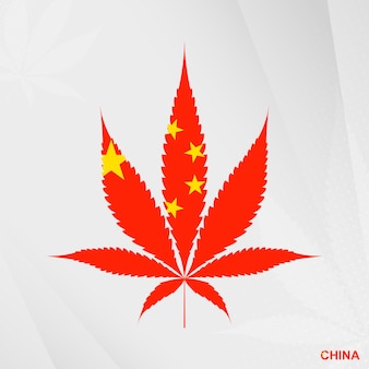 Drapeau de la chine en forme de feuille de marijuana le concept de légalisation du cannabis en chine
