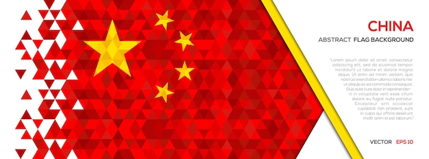 Drapeau De La Chine Avec Modèle De Fond De Forme Géométrique De Polygone Abstrait