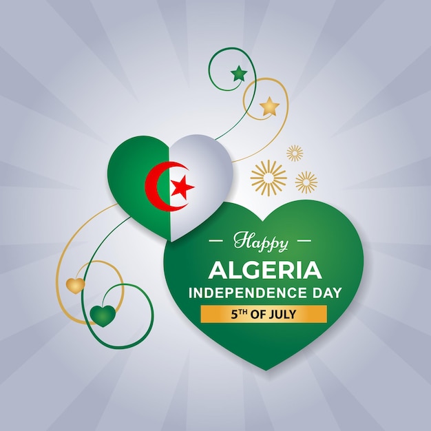 Drapeau de coeur de l'Algérie pour le jour de l'indépendance