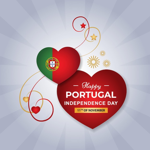 Drapeau De Coeur Du Portugal Pour Le Jour De L'indépendance