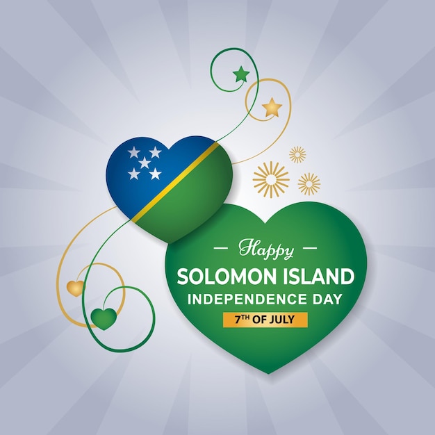 Drapeau De Coeur Des îles Salomon Pour Le Jour De L'indépendance