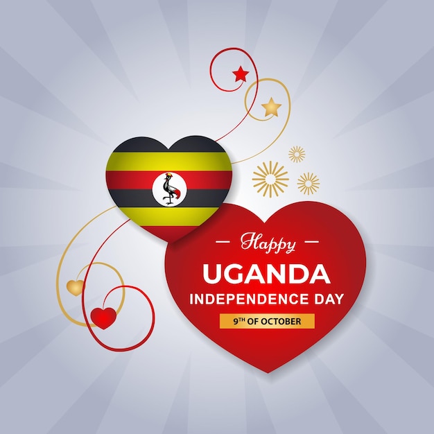 Drapeau De Coeur De L'ouganda Pour Le Jour De L'indépendance