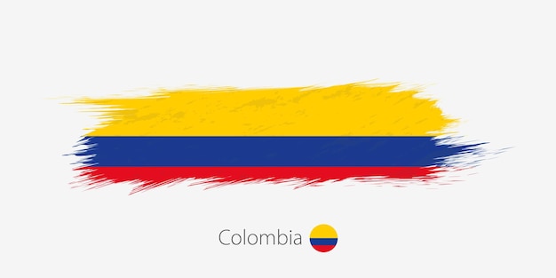 Drapeau De La Colombie Coup De Pinceau Abstrait Grunge Sur Fond Gris