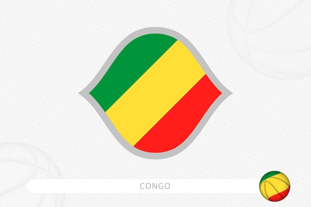 Vecteur drapeau congolais pour la compétition de basket-ball sur fond gris de basket-ball.