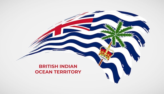 Drapeau De Coup De Pinceau De Dessin à La Main Du Territoire Britannique De L'océan Indien Avec Effet De Peinture