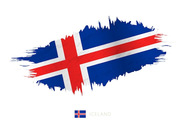 Drapeau de coup de pinceau peint de l'Islande avec effet ondulant