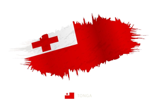 Drapeau de coup de pinceau peint des Tonga avec effet de ondulation.