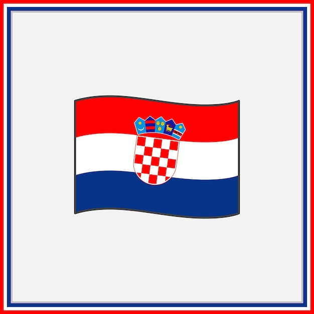 Drapeau De La Croatie Cartoon Vector Illustration Drapeau De La Croatie Icône Plate Contour Drapeau National De La Croatie