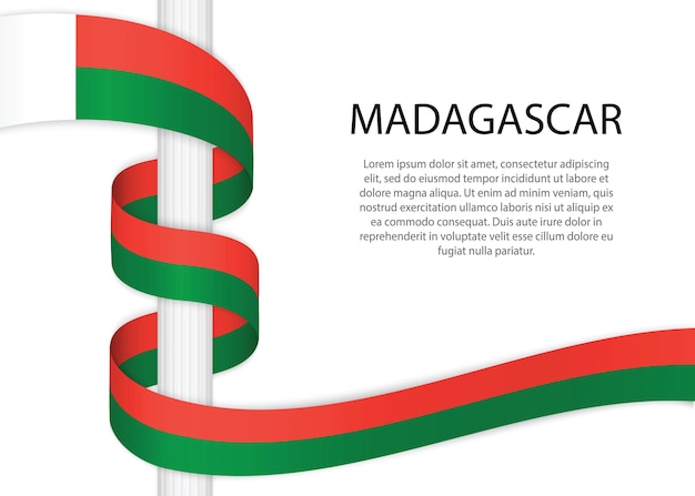 Drapeau de croquis dessiné main de Madagascar. icône de vecteur de style doodle