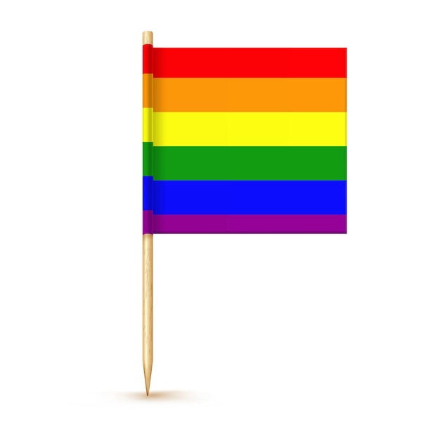 Drapeau De Cure-dent Arc-en-ciel Lgbt Isolé Sur Un Bâton De Bois Avec Du Papier Blanc Petit Cure-dent Réaliste