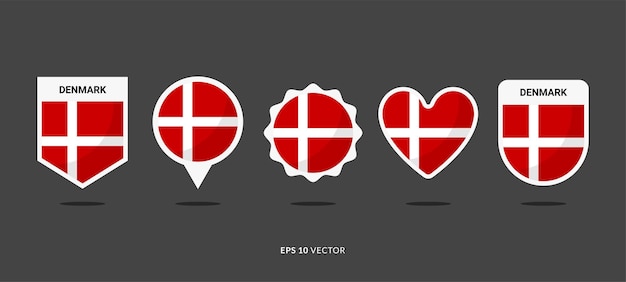 Drapeau Danemark Set Vector Illustration