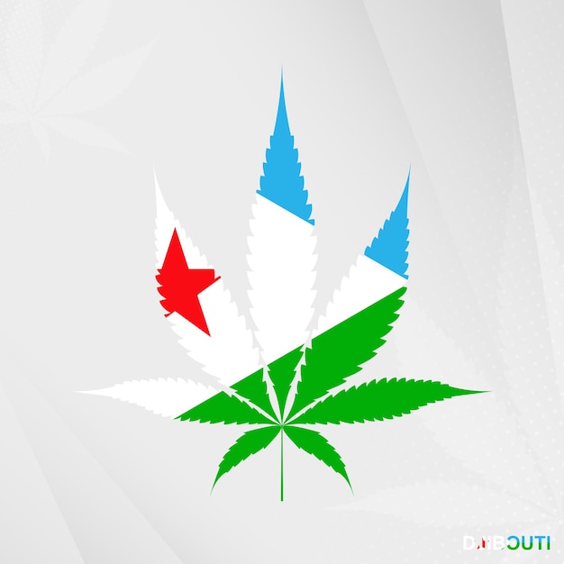Drapeau De Djibouti En Forme De Feuille De Marijuana Le Concept De Légalisation Du Cannabis à Djibouti