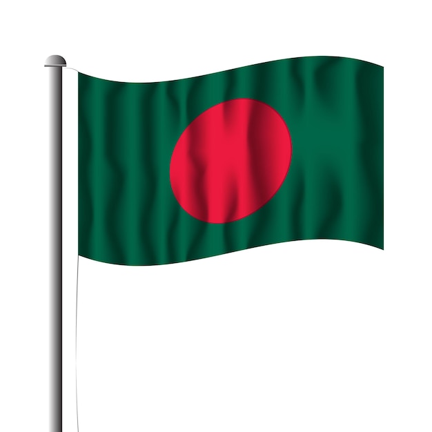 Le drapeau du Bangladesh agitant sur un poteau