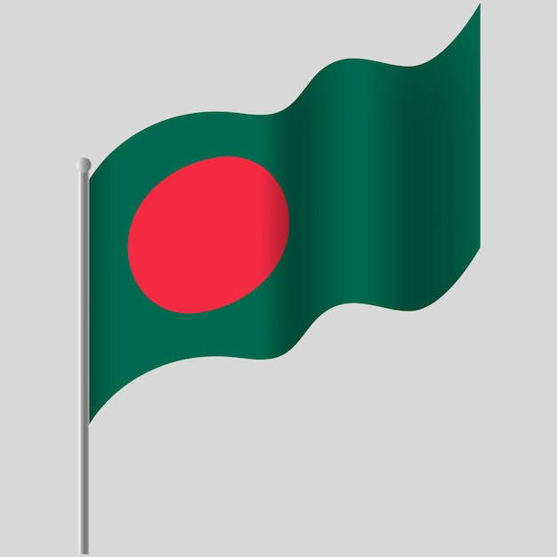 Drapeau du Bangladesh agité Drapeau du Bangladesh sur mât Emblème vectoriel du Bangladesh