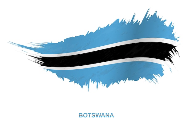 Drapeau Du Botswana Dans Un Style Grunge Avec Effet Ondulant, Drapeau De Coup De Pinceau Vectoriel Grunge.