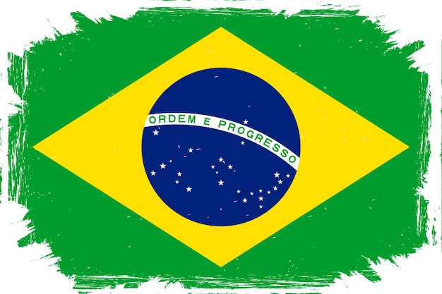 Vecteur drapeau du brésil avec un pinceau grunge