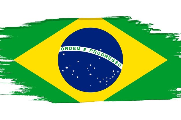 Vecteur drapeau du brésil avec un pinceau grunge