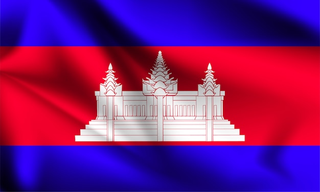 Drapeau du Cambodge dans le vent. partie d'une série. Agitant le drapeau du Cambodge.