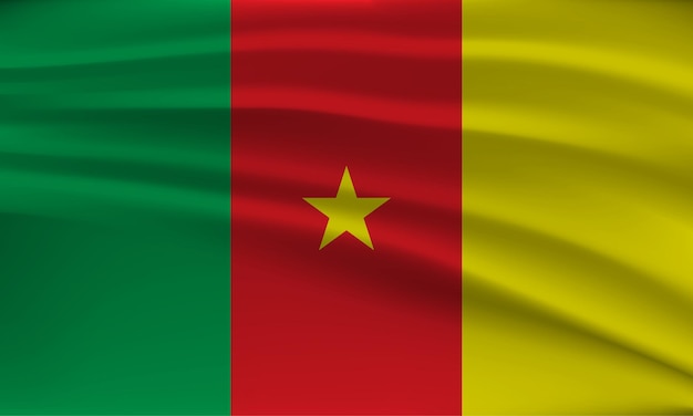 Drapeau du Cameroun avec un effet ondulé dû au vent