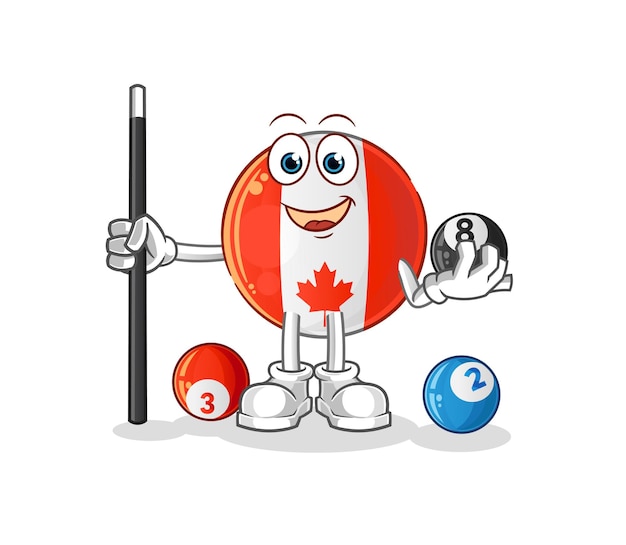 Le Drapeau Du Canada Joue Le Personnage De Billard. Vecteur De Mascotte De Dessin Animé