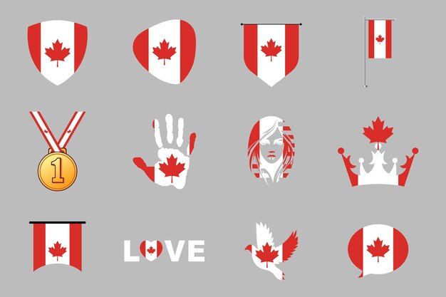 Drapeau du Canada Set drapeau original et simple du Canada Illustration vectorielle du drapeau canadien Colle