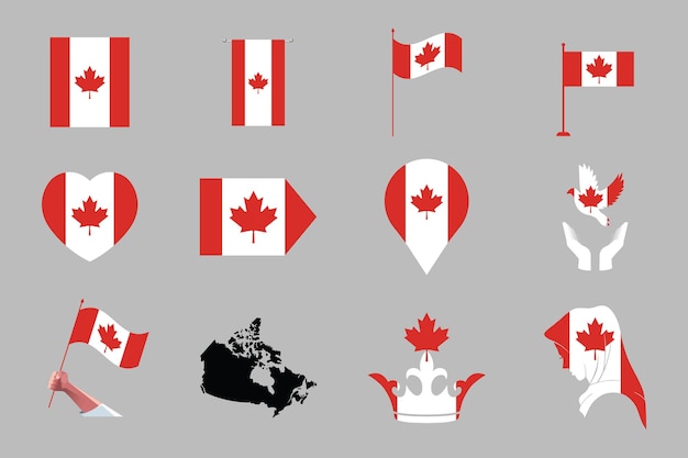 Drapeau du Canada Set drapeau original et simple du Canada Illustration vectorielle du drapeau canadien Colle