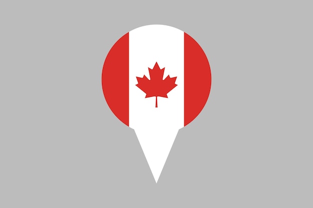 Vecteur drapeau du canada avec signe de localisation illustration vectorielle du drapeau national du canada