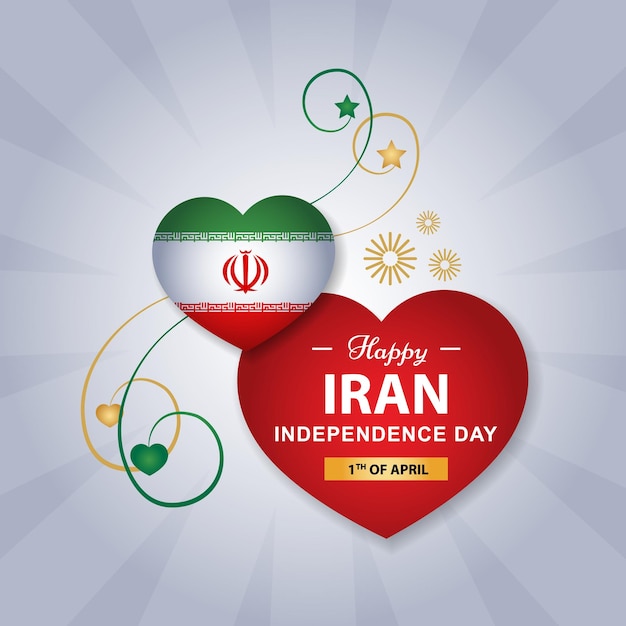 Drapeau Du Coeur De L'iran Pour Le Jour De L'indépendance