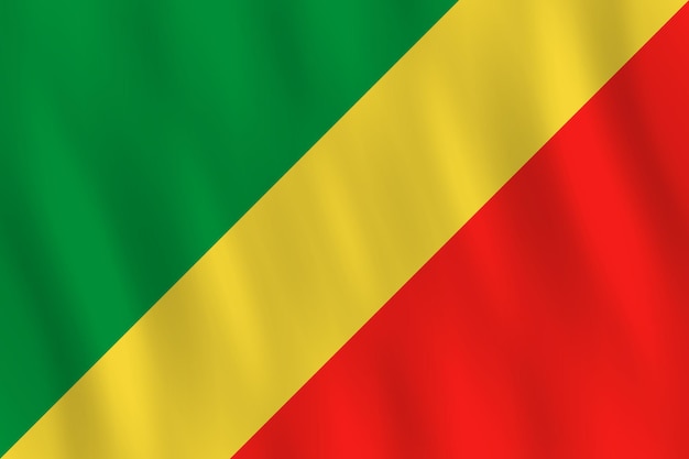 Drapeau du Congo avec effet ondulant, proportion officielle.