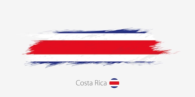 Drapeau Du Costa Rica Grunge Coup De Pinceau Abstrait Sur Fond Gris