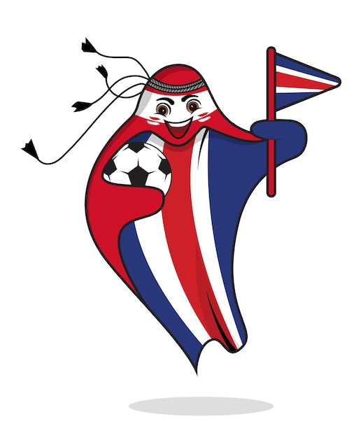 Drapeau Du Costa Rica Avec Vecteur De Coupe Du Monde De Mascotte.