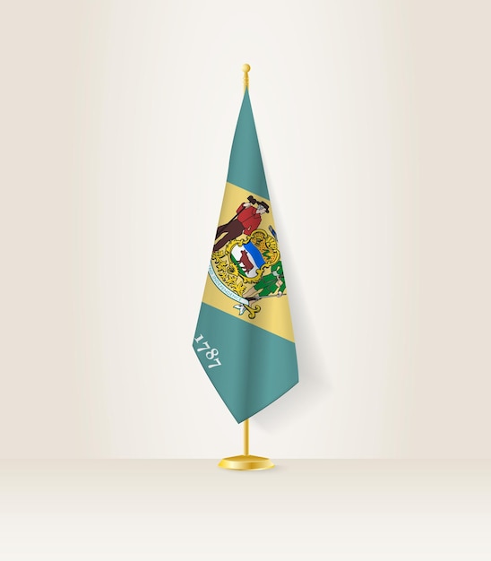 Drapeau Du Delaware Sur Une Hampe De Drapeau