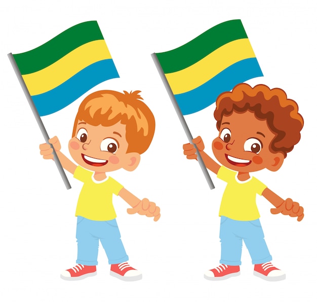 Drapeau Du Gabon En Main