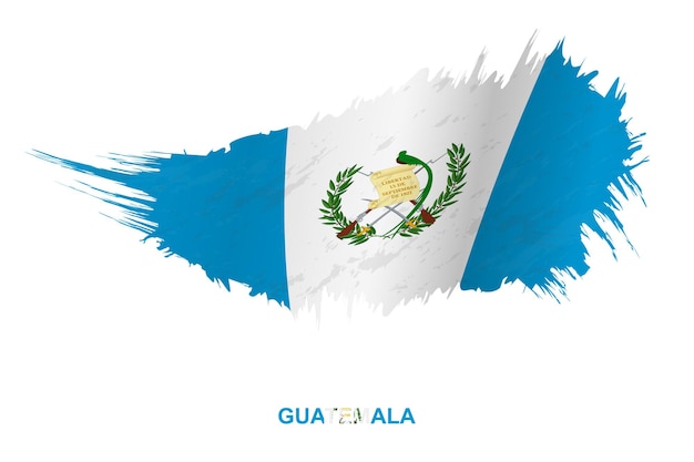 Vecteur drapeau du guatemala dans un style grunge avec effet ondulant, drapeau de coup de pinceau vectoriel grunge.